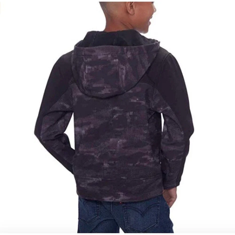 Snozu Youth Hooded Jacket Size 5/6 Softshell Boys/Girls Warm Coat Kids Black Dot